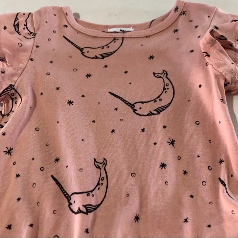 Kira bodysuit tutu’s long sleeve organic cotton pink with unicorn whale